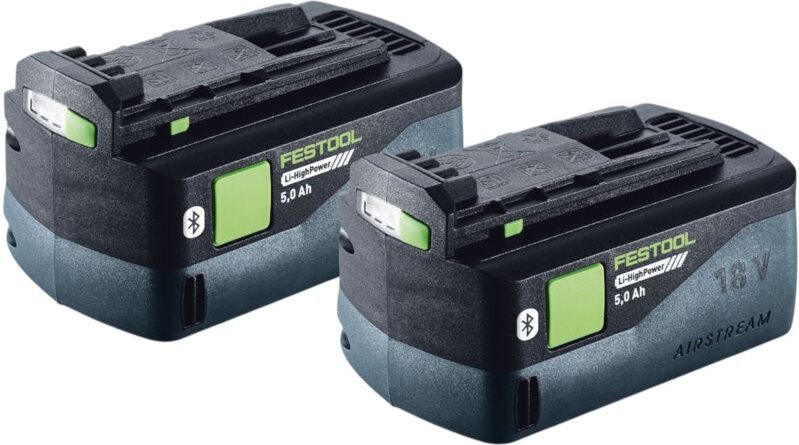 Festool Akku Set 2x BP 18 Li 5,0 HP-ASI HighPower Akkupack 18 V 5,0 Ah Li-Ion ( 2x 578519 ) Bluetooth mit Ladestandanzei...