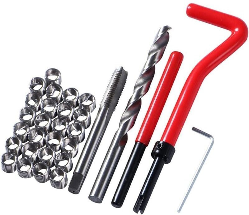 M8 x 1,25 mm Edelstahl-Gewindereparaturset (metrisch) – 30-teilig – Kompatibles Handwerkzeugset für Kfz-Reparaturen