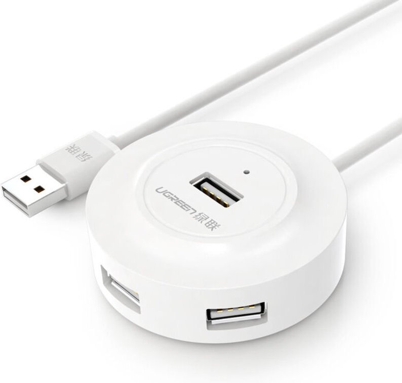 4in1 HUB Splitter Adapter USB 2.0 auf 4x USB-A 480Mb/s 1m weiß