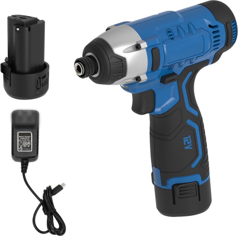 Kit avvitatore a impulsi senza fili, trapano esagonale da 1/4" con batteria agli ioni di litio da 2,0 Ah/12 V, velocità ...