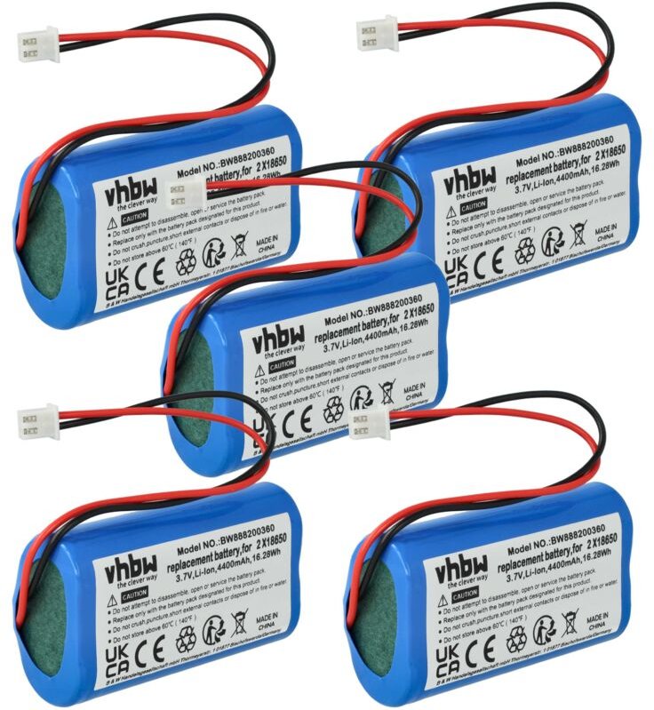Vhbw - 5x Akku kompatibel mit Sigor Numotion Tischlampe, Nachttischlampe (4400 mAh, 3,7 v, Li-Ion)