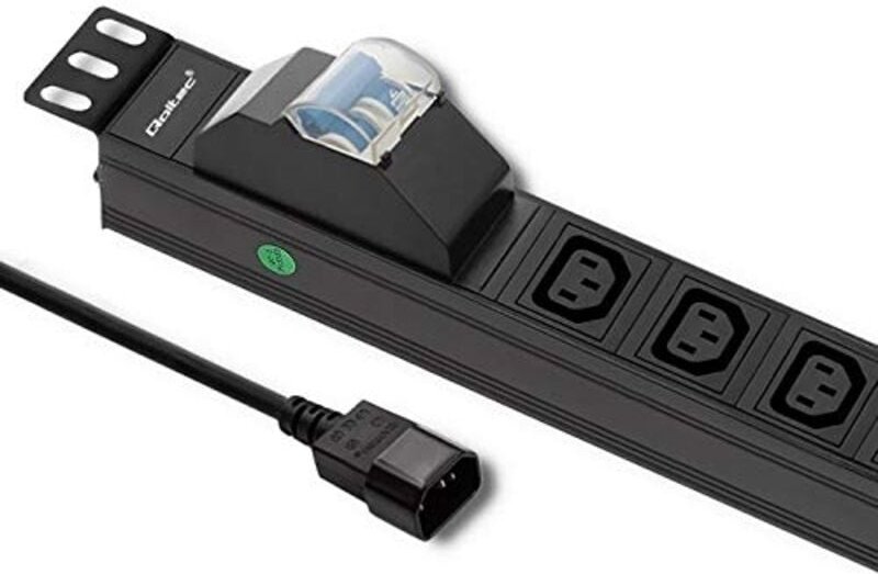 CB Überspannungsschutz Steckdosenleiste für 19" RACK Schrank 1HE 10A PDU 8xIEC C13 2m