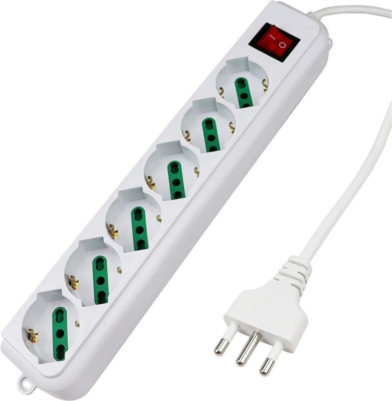 Trade Shop Traesio - Trade Shop - elektrischer ciabatt multipres 6 posten mit sovraccaric-schutz 250V 2500W -