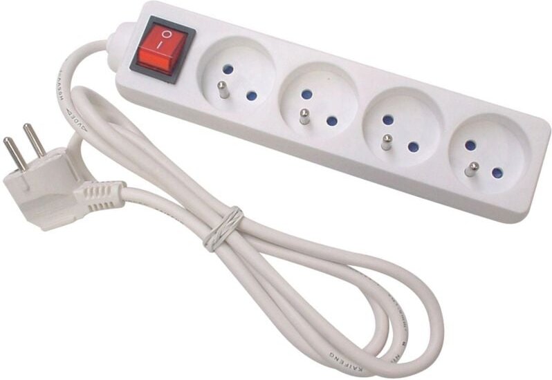 Thumbnail - 4-FACH-STECKDOSENLEISTE - MIT SCHALTER - KABEL: 1.5 m - STECKER-TYP E (FRANZÖSISCHES SYSTEM)