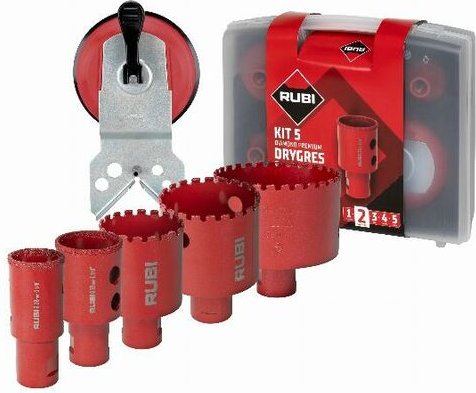 Rubi - Satz von 6 Bohrkronen Drygres Premium 6/8/20/35/50/68 mm M14 Lg. Dauer auf Schleifmaschine - 51929