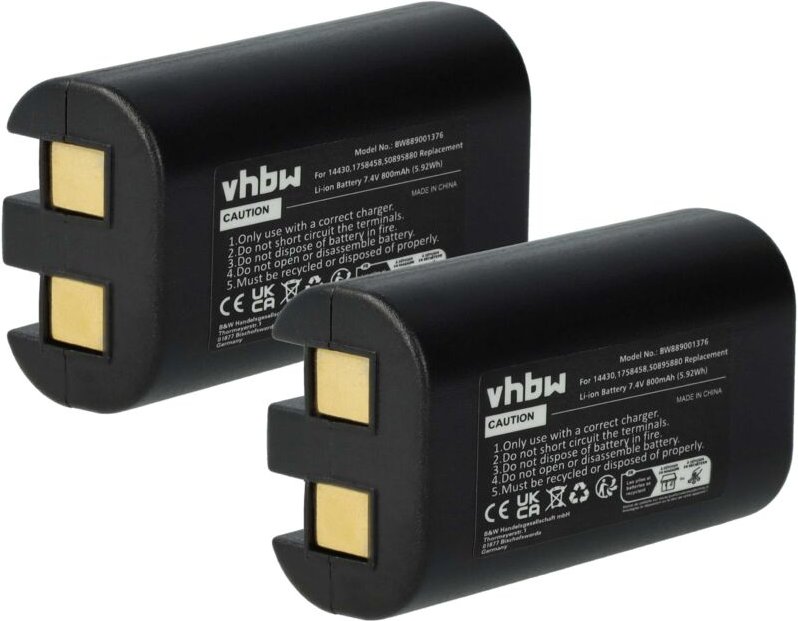 Vhbw - 2x Akku Ersatz für Dymo W003688 für Drucker Kopierer Scanner Etiketten-Drucker (800 mAh, 7,4 v, Li-Ion)