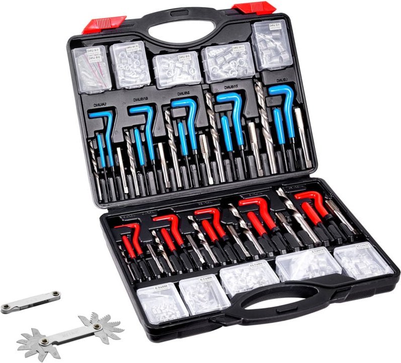 VEVOR Gewindereparatur Gewindereparatursatz Gewinde Reparatur Set 338-teilig, SAE- und metrisches Helicoil-Set Gewindere...