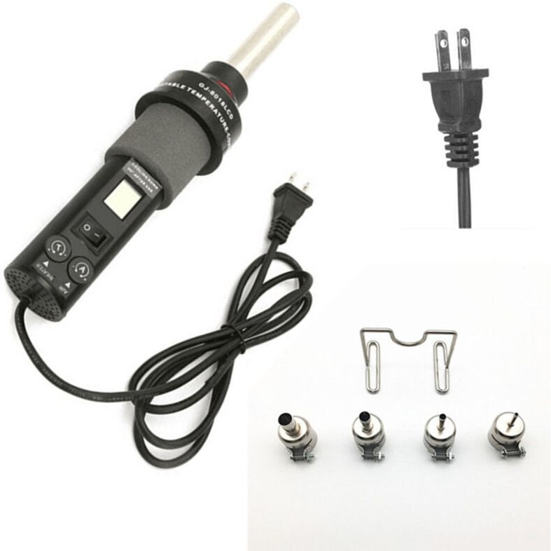 Tragbares Heißluft-Lötgerät mit 450 W Leistung, digitalem LCD-Display, einstellbarem Thermostat und 4 Düsen