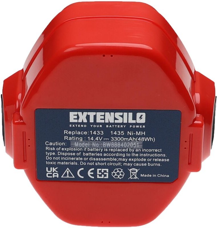 Extensilo - 3x Akku kompatibel mit Makita 6236DWBE, 6233DWBE, 6228DWBE, 6233D, 6228DWE, 6233DWAE Werkzeug (3300 mAh, NiM...