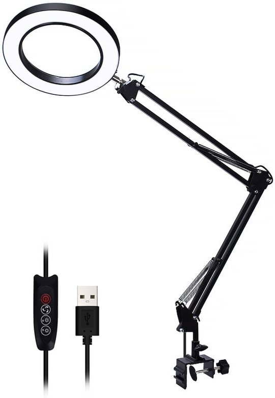 Flexible 5X USB LED 3-farbig beleuchtete Lupe für das Lesen nach dem Lesen