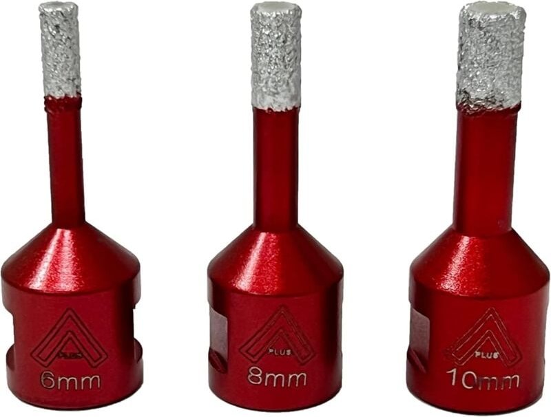 Ahlsen - Diamantbohrer, 3 Stück, 6 mm/8 mm/10 mm, vakuumgeschweißte Bohrer mit M14-Gewinde zum Trockenbohren in Porzella...