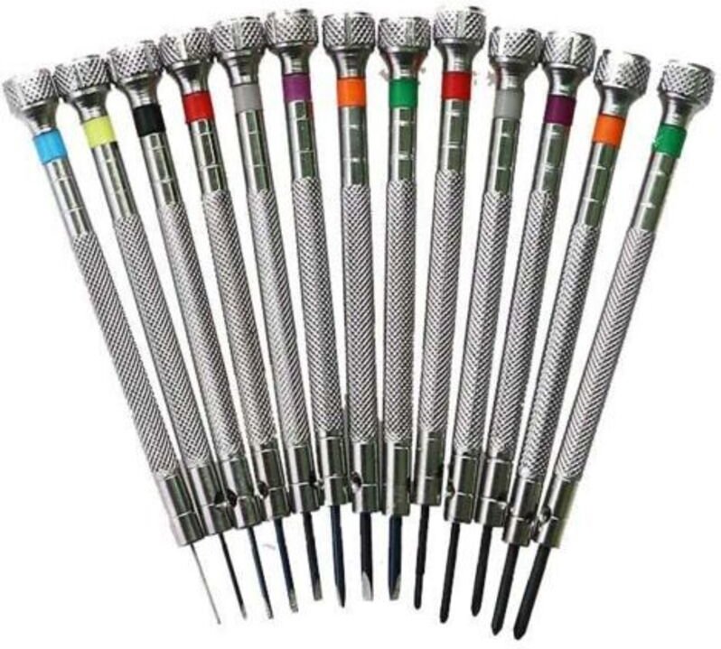 13-teiliges Set mit Gewindeschraubendrehern, Uhrenreparaturwerkzeuge in verschiedenen Größen für Uhrmacher