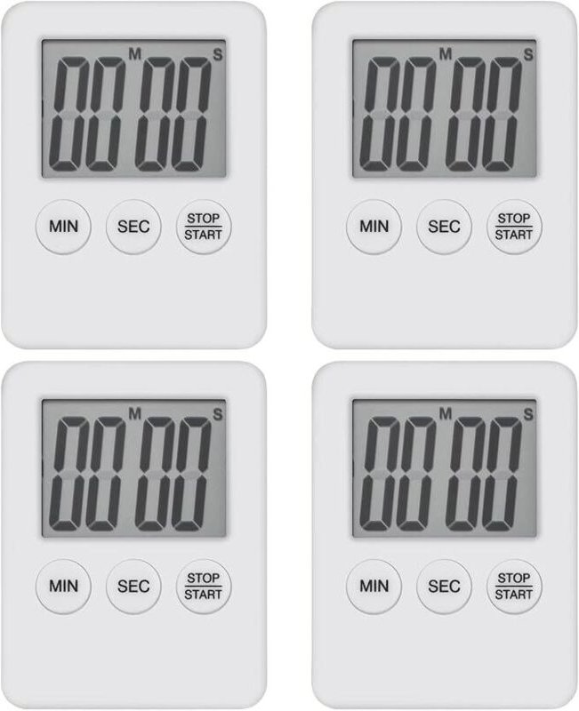 4-teiliger digitaler Küchentimer, Mini-magnetischer LED-Küchentimer, Countdown zum Kochen, Spielen, Garen, Trainieren. -...