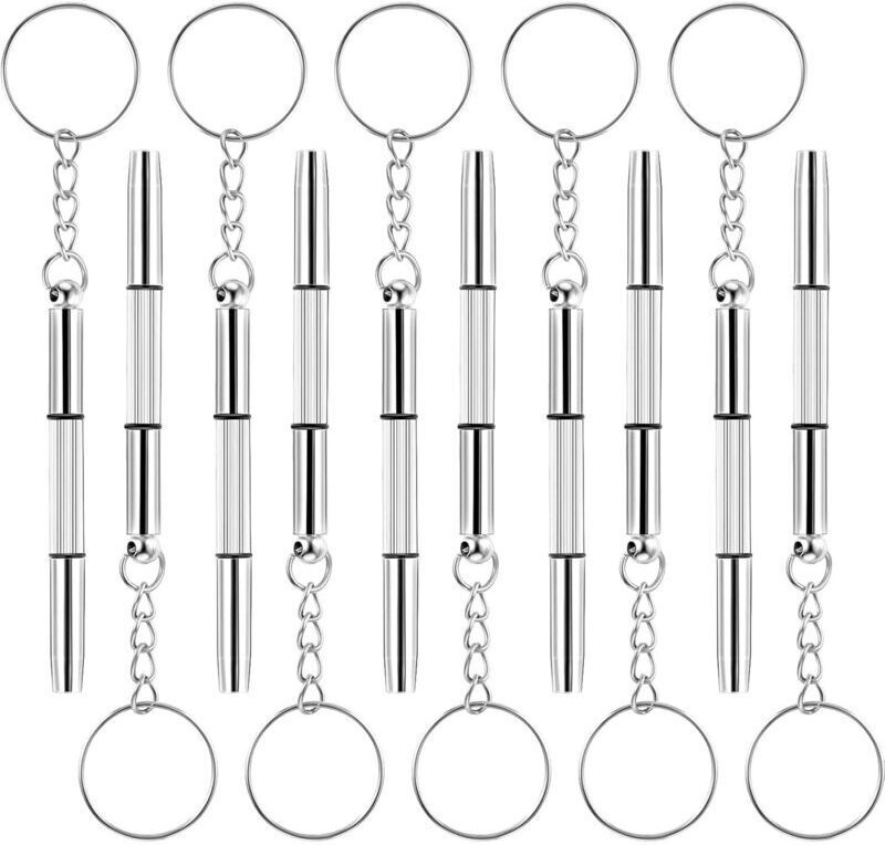 10 pezzi 3 in 1 set di cacciaviti in acciaio inossidabile, mini cacciavite, cacciavite portachiavi, cacciavite portatile...