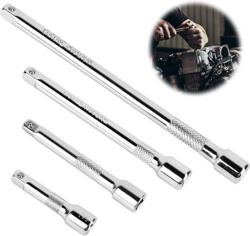 Steckschlüsselverlängerungsset mit 4 1/4-Zoll-Verlängerungen (50 mm, 75 mm, 100 mm, 150 mm), Ratschenverlängerung für ma...
