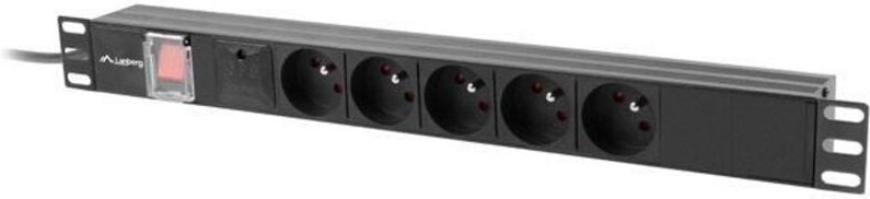 Lanberg Rack-PDU 19" 1U 16A 5x 230V PL 2M Schwarze Steckdosenleiste