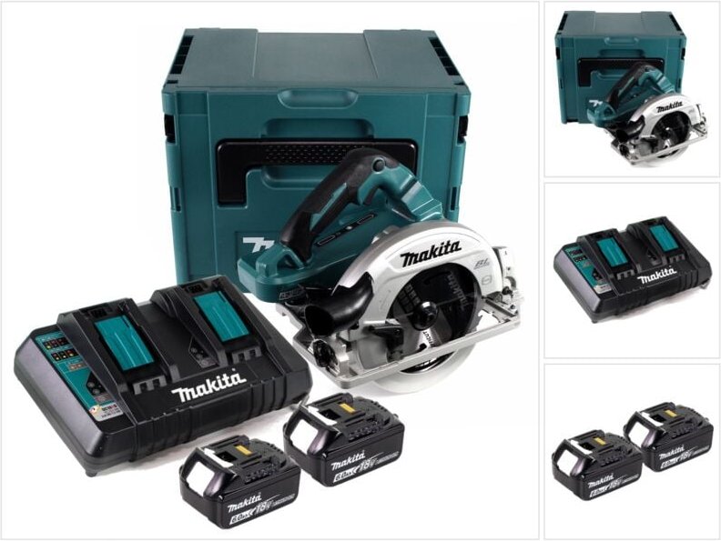 Makita - dhs 782 PG2J Akku Handkreissäge 36V (2x18V) 190 mm Brushless im Makpac + 2x 6,0 Ah Akku + Doppelladegerät