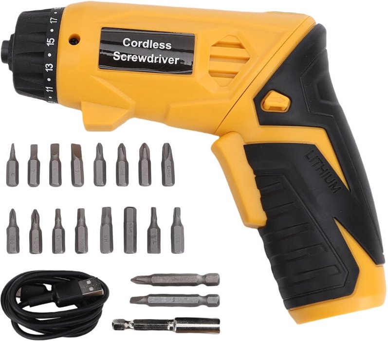 Ej.Life Akkuschrauber 4Nm, 1,5Ah 3,6V Akkuschrauber mit 18 Zubehörteilen, LED-Licht, USB-Kabel und Aufbewahrungsbox, für...