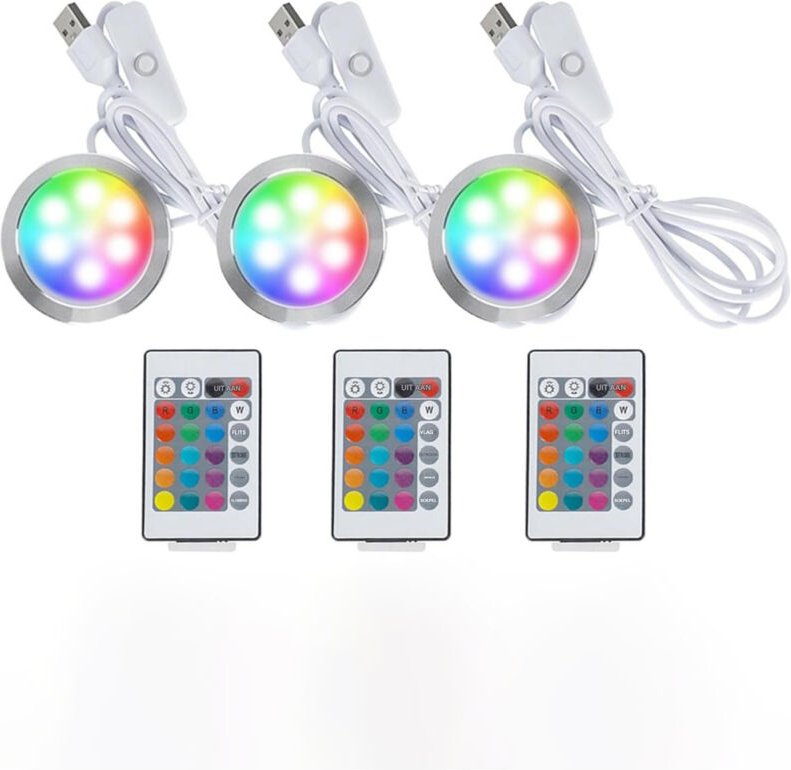 Nachtlicht – RGB-LED-Beleuchtungsset mit Fernbedienung – Farbspeicherfunktion beim Ausschalten – Geeignet für mehrfarbig...