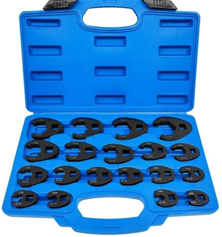 19-teiliger Schraubenschlüsselsatz, 1/2"- und 3/8"-Außenantrieb-Vierkant-Metrikschlüssel, 8-32-mm-Kfz-Rohrsteckschlüssel...