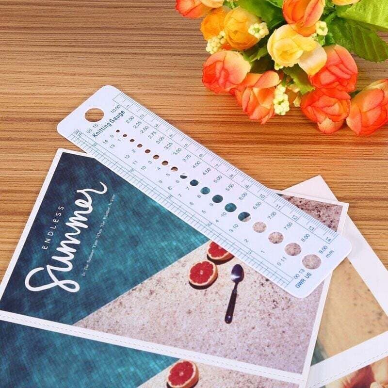 Stricklehre, Stricklineal aus Kunststoff, Nähnadellehre (Zoll), Messwerkzeuge von 2 bis 10 mm