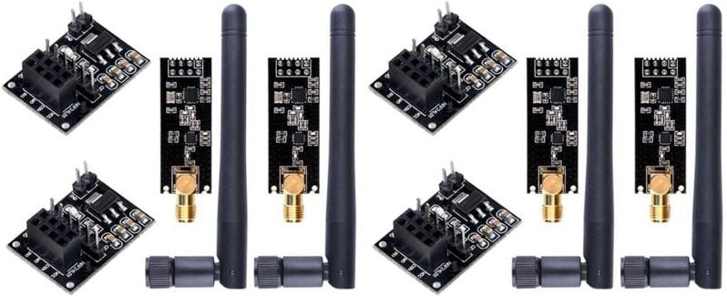 4 Stück NRF24L01+PA+LNA Transceiver mit SMA Antenne 2,4 GHz 1100M + NRF24L01 Kabellos für