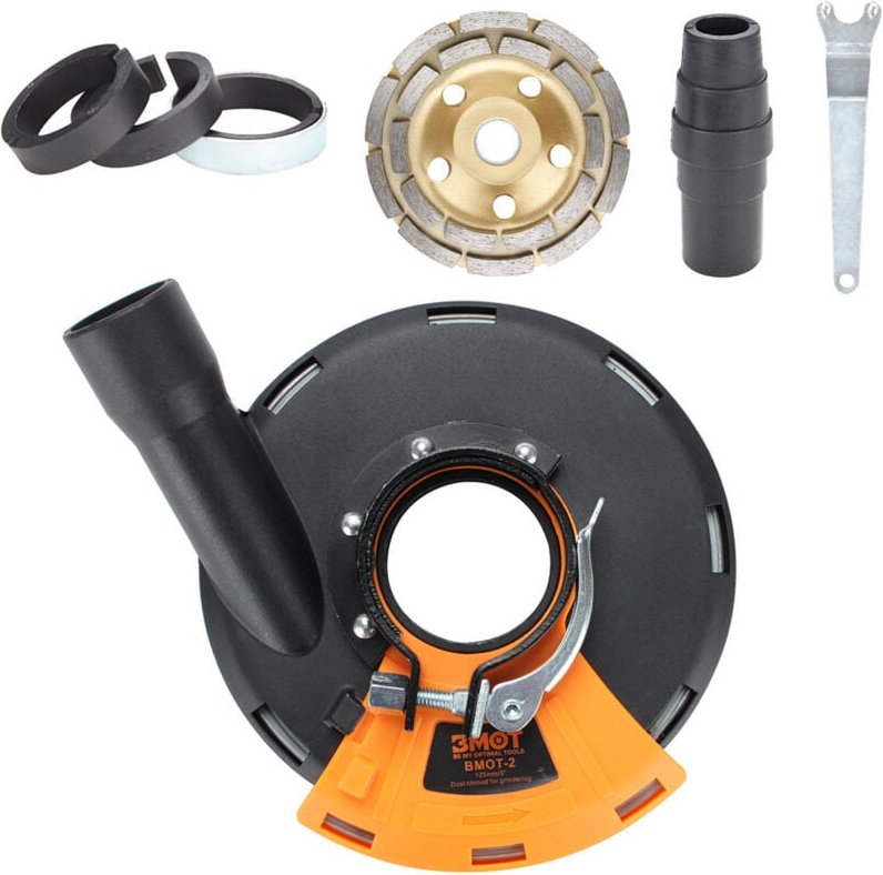 Absaughaube Betonschleifer für Winkelschleifer 125 mm Universal Staubabsaugung Diamantschleiftopf Absaugaufsatz - Swanew