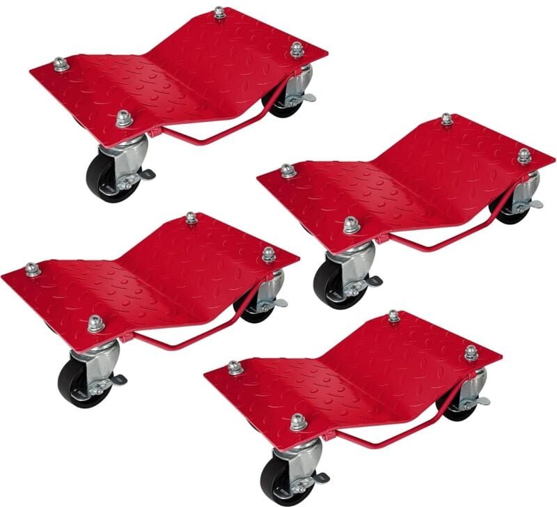 Tragbarer Reifenwagen 4 Stk. 2720kg Belastbar Elektrofahrzeug-Notfallwagen 4-Rad-Reifenwagen Robuster, Mobiler Trolley, ...