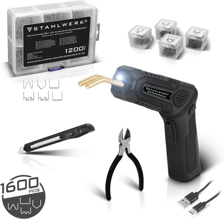 STAHLWERK Kunststoff- und Plastikschweißgerät mit 1600 Klammern