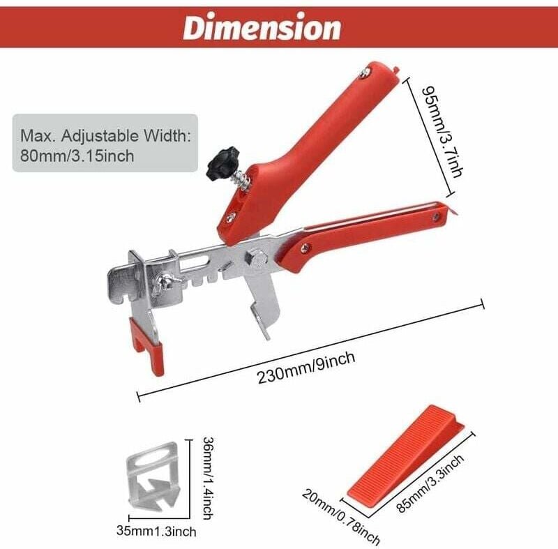 Fliesennivellierungssystem, 300-teiliges Set aus Fliesennivellierungskeilen, Nivellierabstandshaltern, Clips, selbstnive...