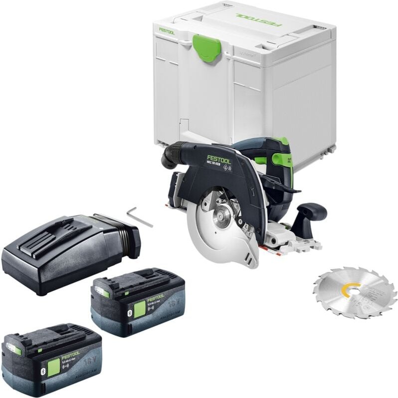 Festool HKC 55 KEB-Basic Akku Handkreissäge 18 V 160 mm Brushless + 2x Akku 5,0 Ah + Ladegerät + Systainer