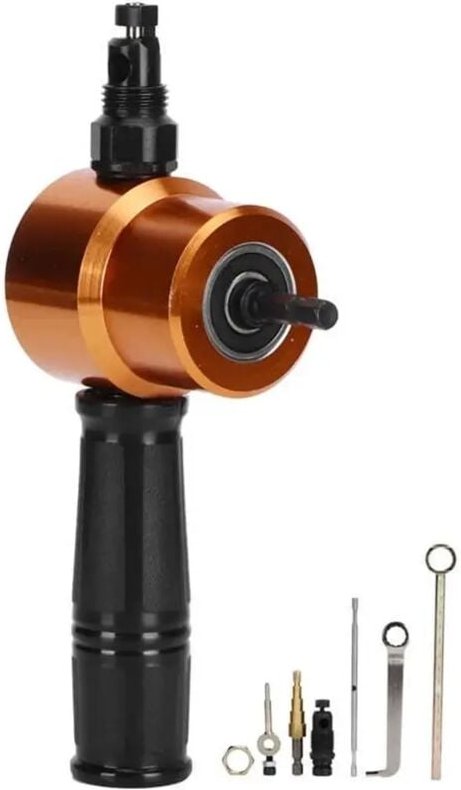 Doppelkopf-Blechnibbler für Bohrmaschine und 360-Grad-Drehkreis-Geradschnittnibbler