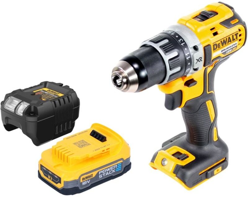 DeWalt DCD 791 E1 Akku Bohrschrauber 18 V 70 Nm Brushless + 1x Powerstack Akku 1,7 Ah + Ladegerät