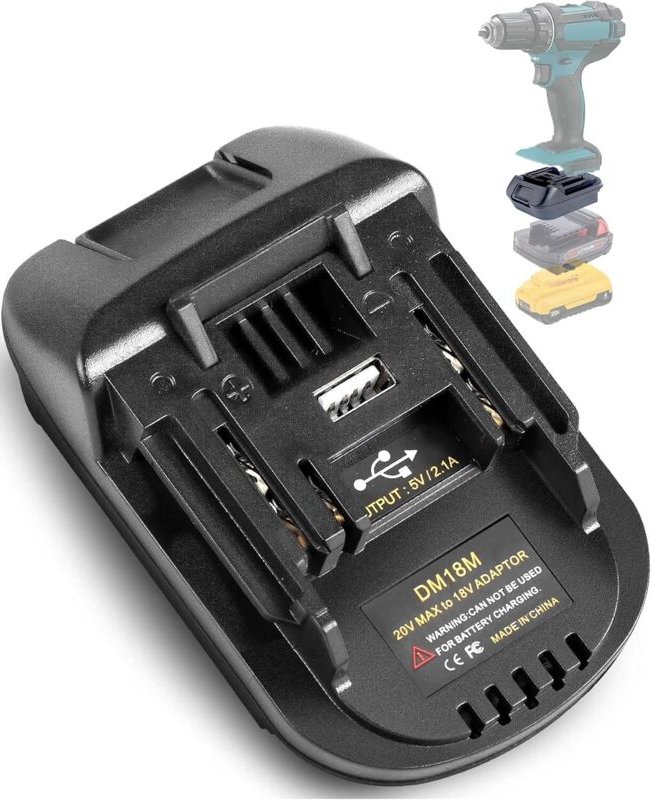 DM18M Adapter für Dewalt-Akkus an Makita 18V Elektrowerkzeuge, TPDL wandelt Milwaukee 18V oder Dewalt 20V Li-Ionen-Akkus...