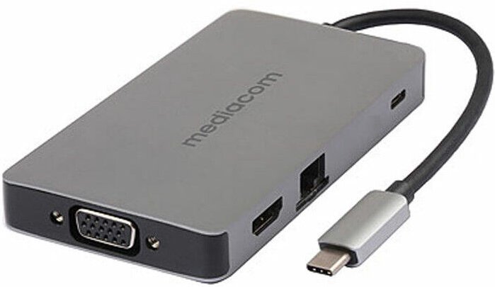 Mediacom MD-C318 laptop-dockingstation & portreplikator Kabelgebunden USB 3.2 Gen 1 (3.1 Gen 1) Type-C Aluminium