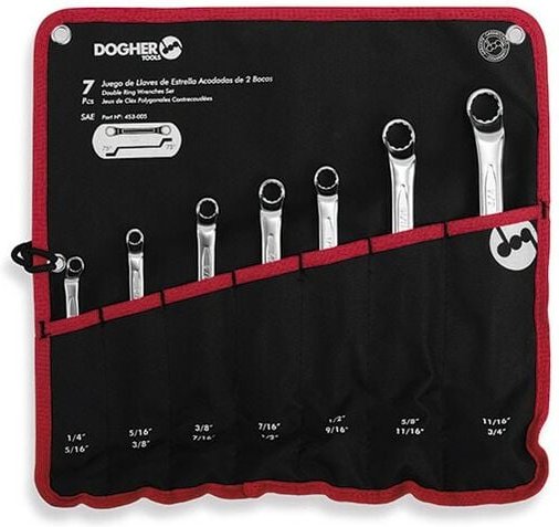 Dogher - Tasche mit 7 abgewinkelten Sternschlüsseln, 75º, sae 453-005