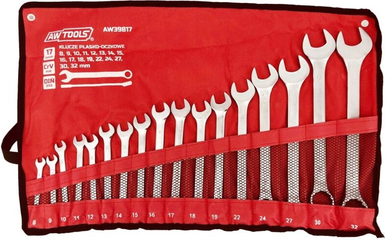 AWTOOLS Kombinationsschlüsselsatz, 17-teilig, 8 mm–32 mm