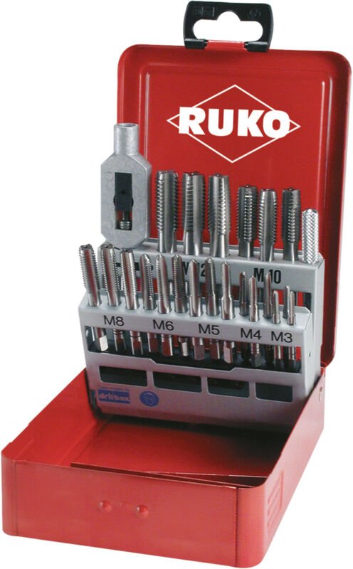 RUKO Handgewindebohrer-Satz HSSE-Co5 in Industriekassette - 22 tlg. - 245002E