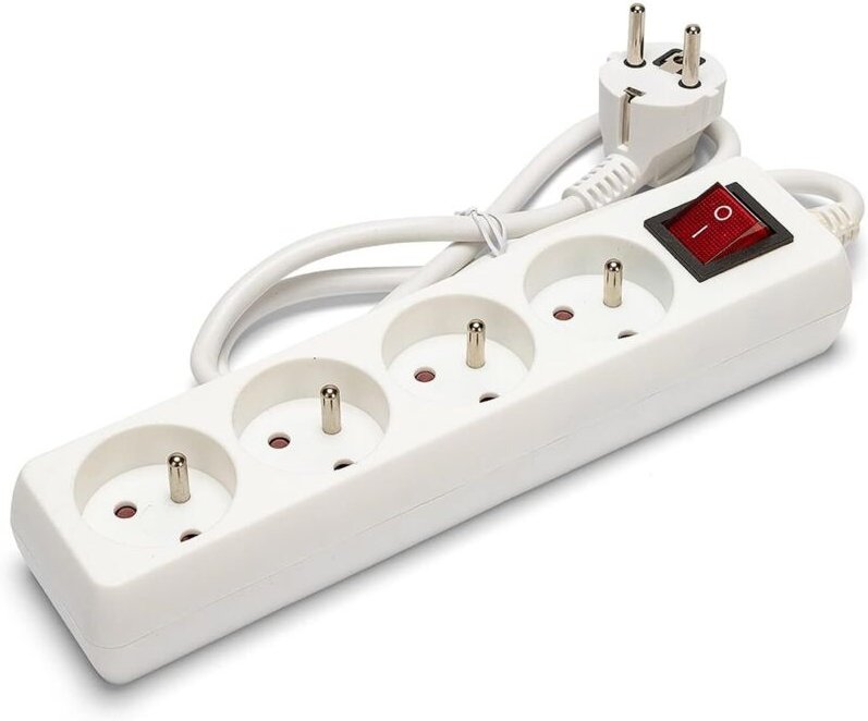 Steckdosenleiste 10/16A + Schalter – 3G1mm2, 4 Steckdosen