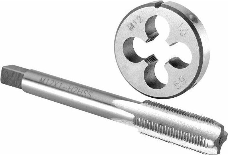M12 x 1 Gewindebohrer- und Schneideisensatz. M12 x 1,0 Maschinengewindebohrer und Rechtsgewindeschneider.