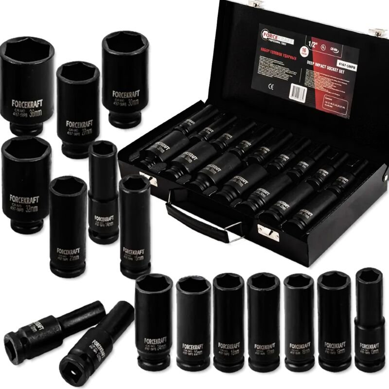 FORCEKRAFT 1/2" LANGER SCHLAGSCHLAG-STECKSATZ 16-TEILIG 10-36 mm