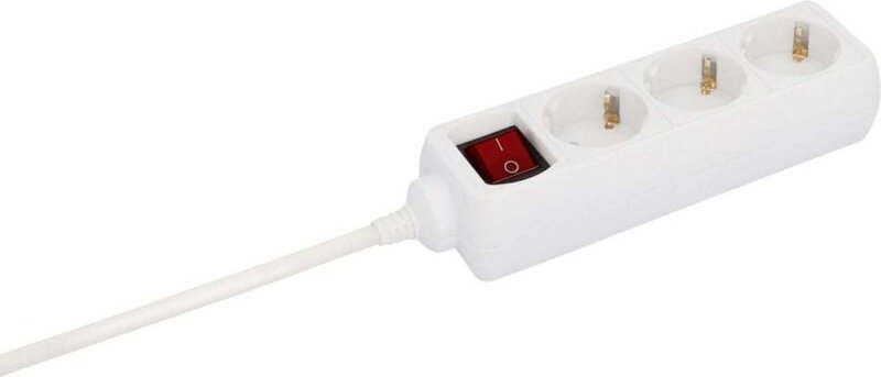 Unitec - Steckdosenleiste 3-fach 3m mit Berührungsschutz, mit Schalter, weiß Steckdosenleisten