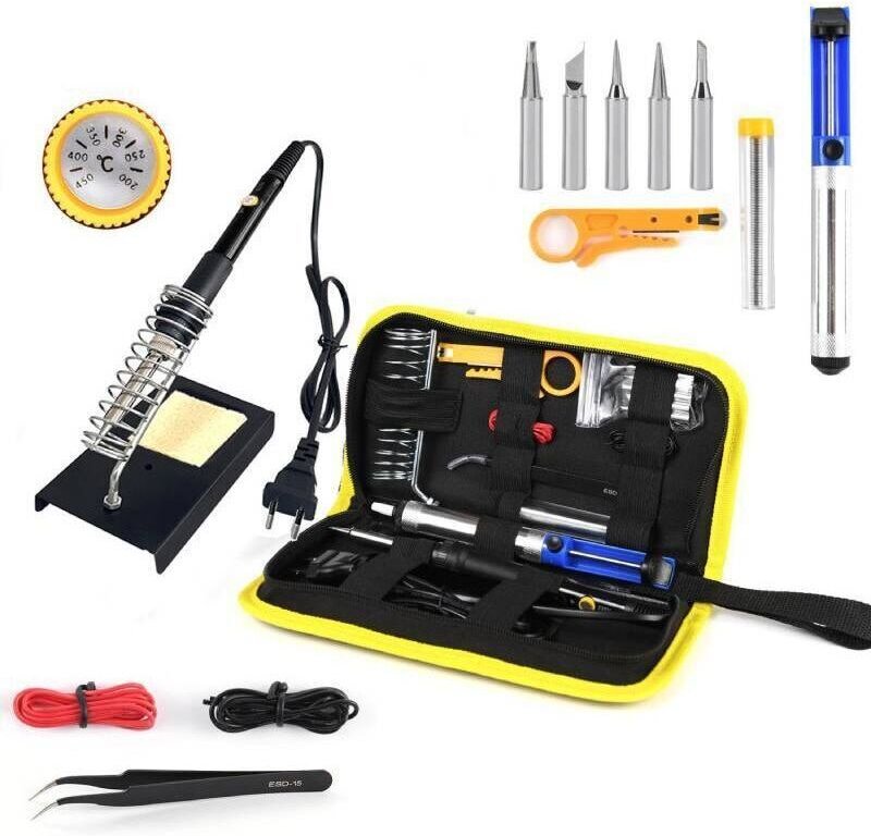 60-W-Lötkolben-Set, einstellbare Temperatur von 200 bis 450 °C, multifunktional, robust, für Zuhause, Heimwerkerarbeiten...