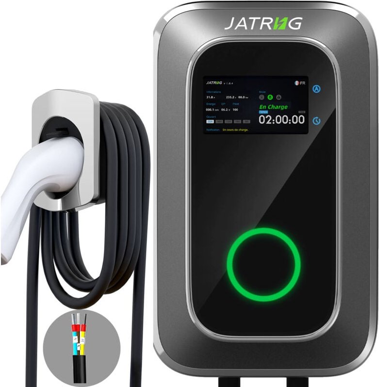 Jatrhg - S1 Ladestation für Elektrofahrzeuge, 7 kW, 12 m, 32 a, einphasig – Typ 2 iec 62196-2 Ladestation – EV-Wallbox-S...