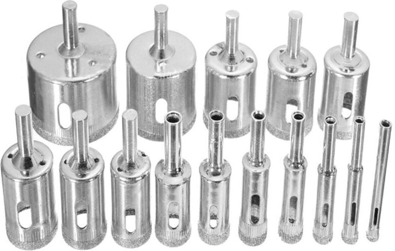 KZQ - 15-teiliges Diamant-Lochsägen-Set, 6–50 mm, Hohlkernbohrer für Glas und Fliesen, Lochsäge für Glas, Keramik und Po...