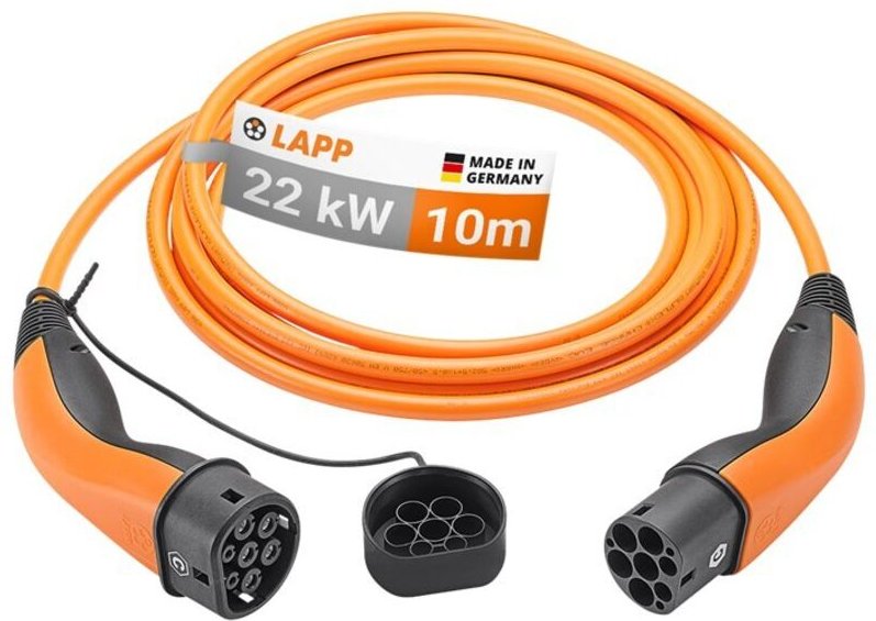 Thumbnail - Ladekabel Typ 2, bis zu 22 kW, 10 m, orange, (5555931037) 32 A, 3-phasig, zum Laden von Hybrid- und Elektroautos mit Typ...