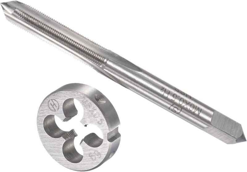 Gewindebohrer- und Schneideisensatz, M6 x 0,5 Gewinde, metrischer Schnellarbeitsstahl-Maschinengewindebohrer und runder ...