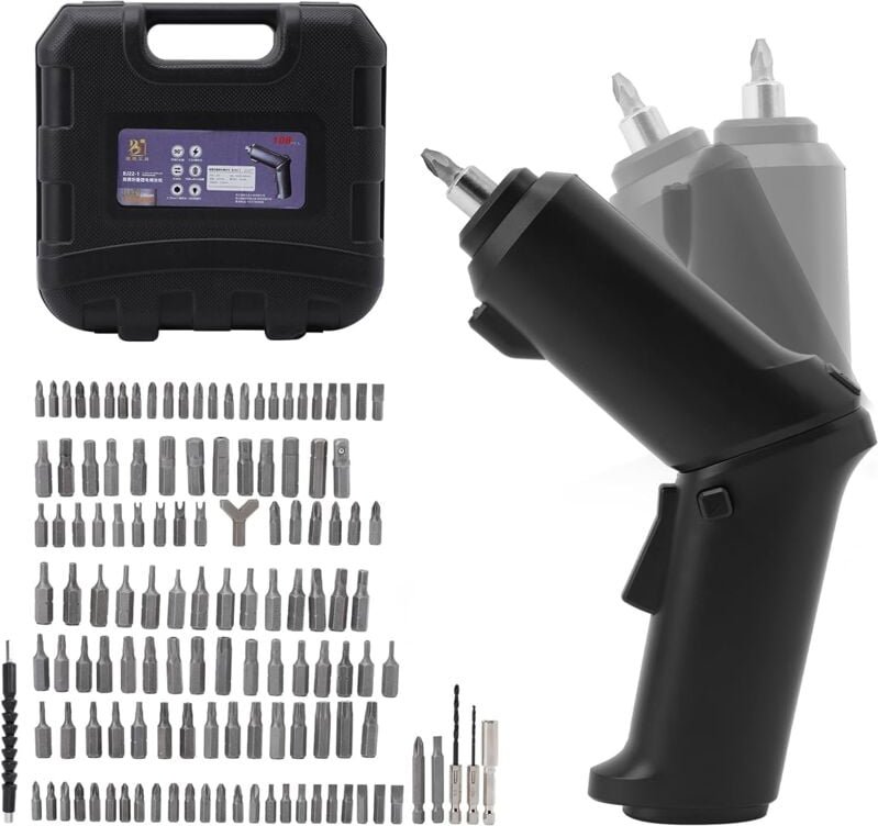 3,5 Nm Akkuschrauber, 1800 mAh 3,6 v Akkuschrauber mit 108 Zubehörteilen, LED-Lampe, Magnetspannfutter, USB-Ladekabel - ...