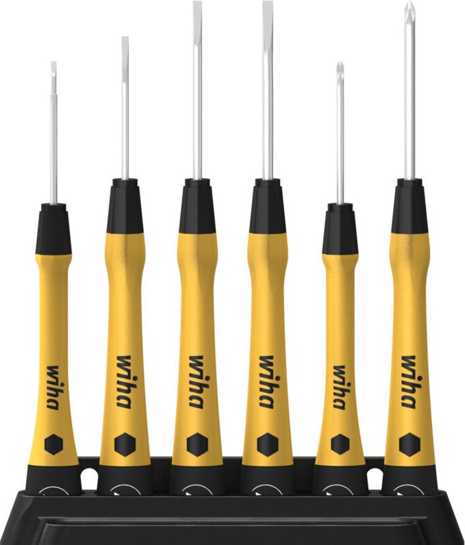 Feinschraubendreher Set 7-tlg. PicoFinish® esd i inkl. Halter zum Aufhängen oder Stellen i Schlitz, Phillips (43707) - W...