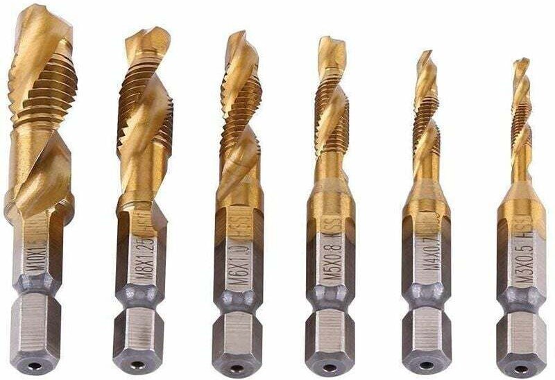 Metrischer Gewindebohrer, HSS-Gewindebohrer-Bohrer, 6-teiliges Bohrer-Set, Senker-Gewindebohrer-Hammerbohrer (M3-M10) fü...